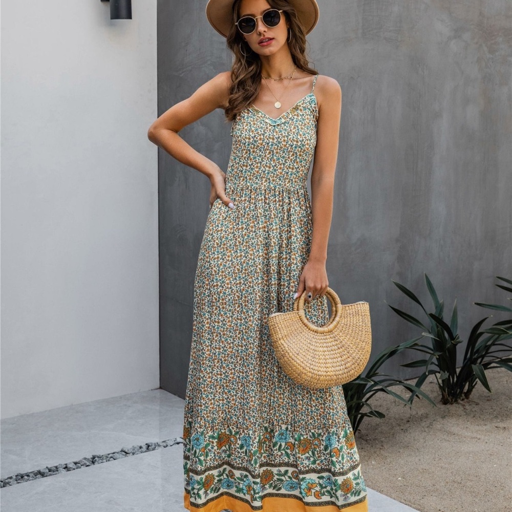 Floral Maxi Dress in Green